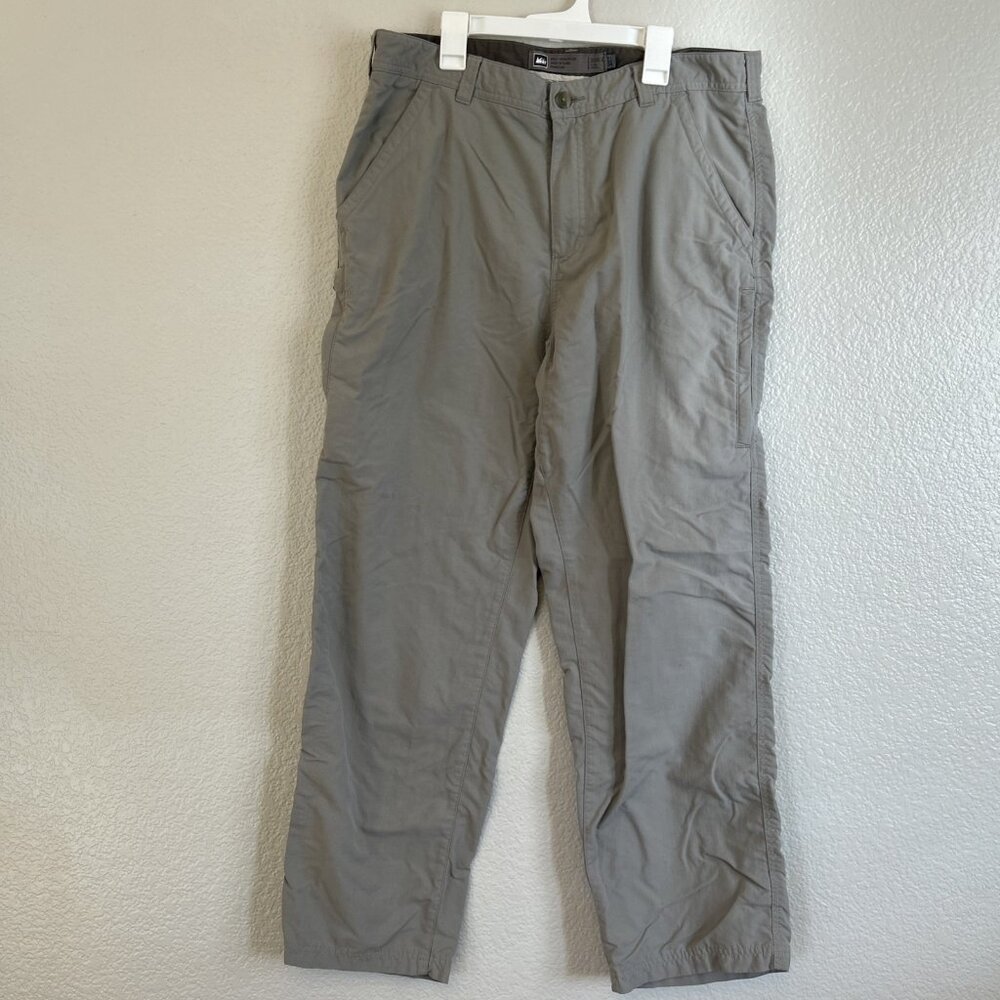 REI Pants Men 36x32 Gray Camping Hiking‎ Slash Zip Pockets UPF 50+